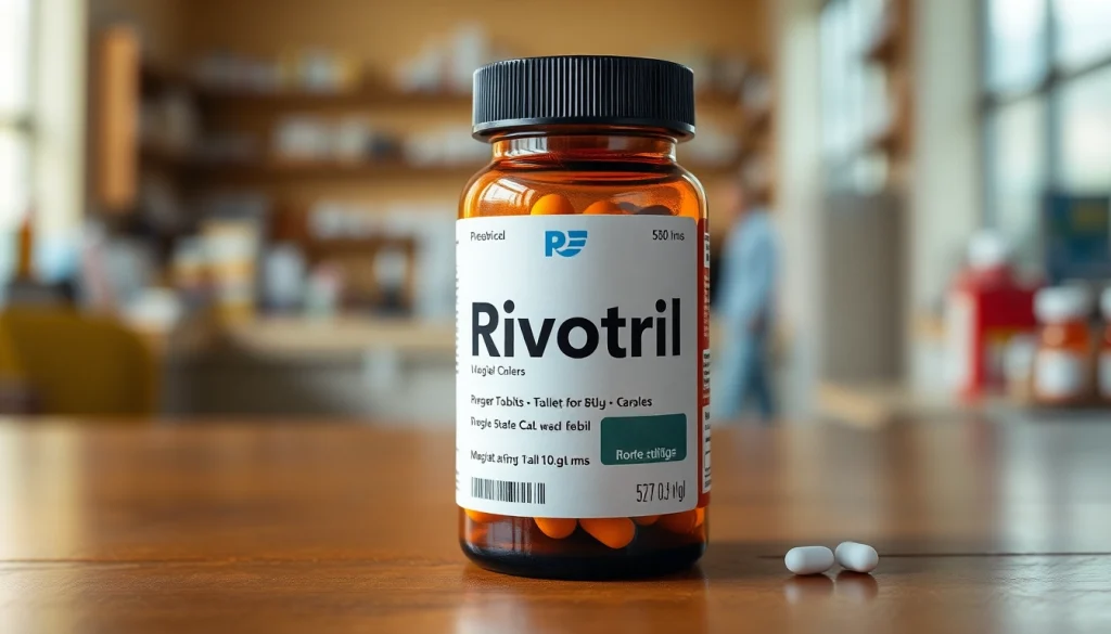 Buy Rivotril Without Prescription easily displayed on a prescription pill bottle on a table.