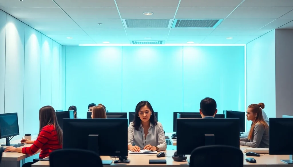 Engaged agents working at a call center in Tijuana, showcasing professionalism and collaboration.