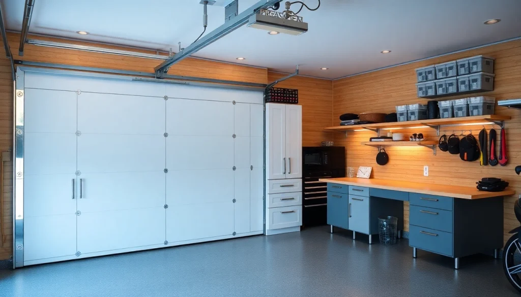 Organize your space with custom garages featuring modern designs and ample storage options.