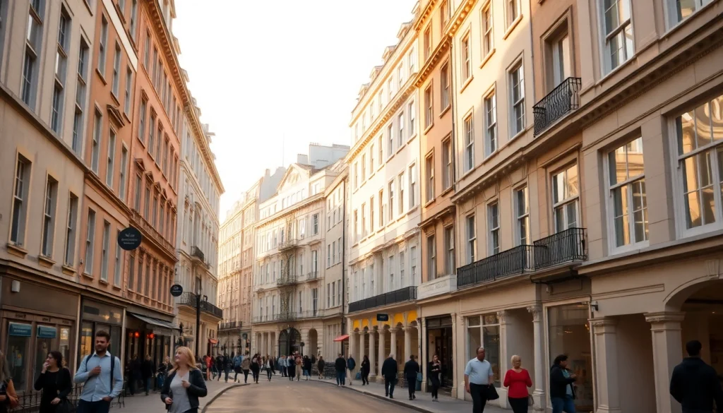 Celebrate bloomsbury's architectural beauty with a stunning evening city view filled with life.