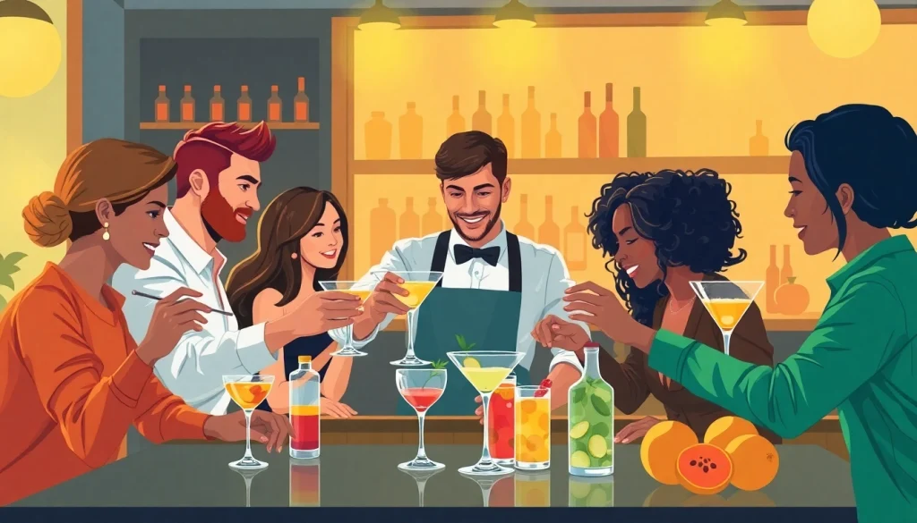 Join a fun cocktailkurs where participants learn to mix colorful drinks under expert guidance.