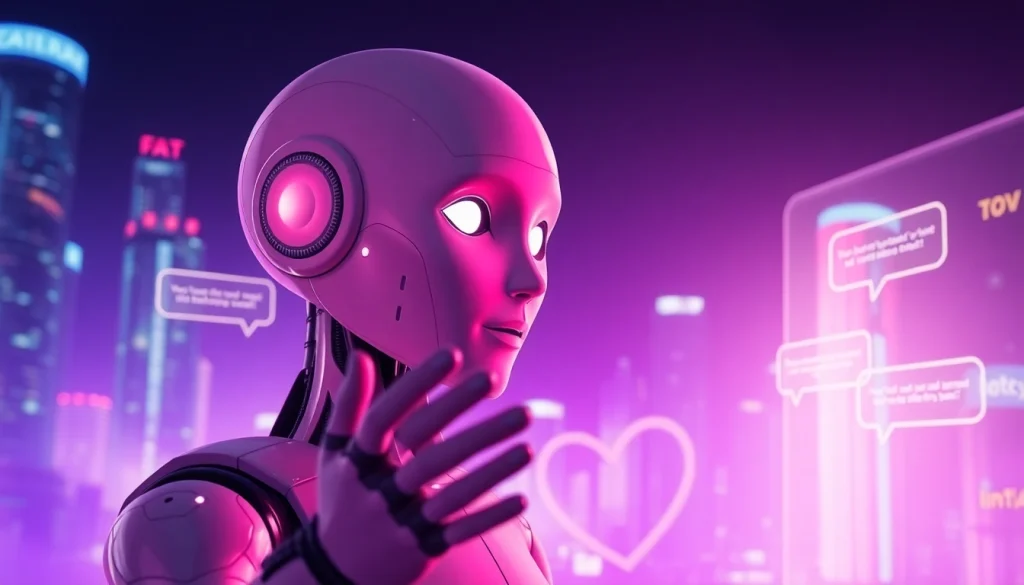 Engaging scene with a sex chat bot highlighting digital intimacy and futuristic connection.