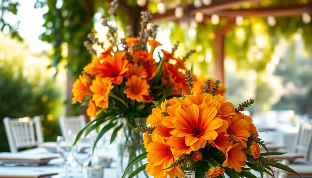 Arrange stunning Orange County event flowers in an elegant outdoor setting for a special occasion.