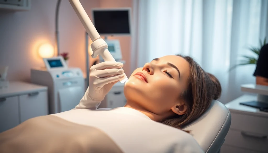 Patient undergoing a Fett-weg Spritze treatment for body contouring in a modern clinic.