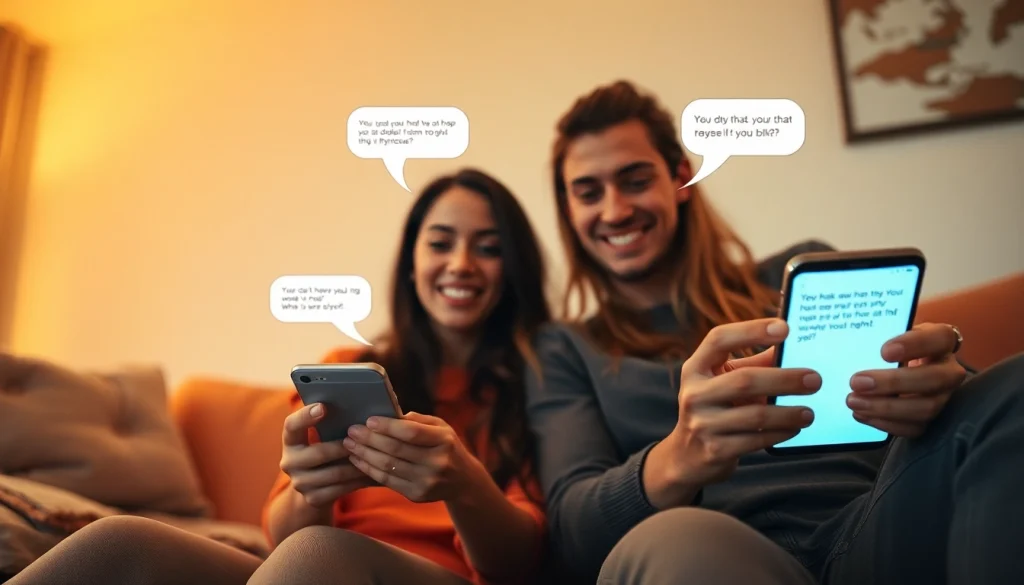 Engage in dirty chat with enticing messages glowing on modern smartphones in a cozy setting.
