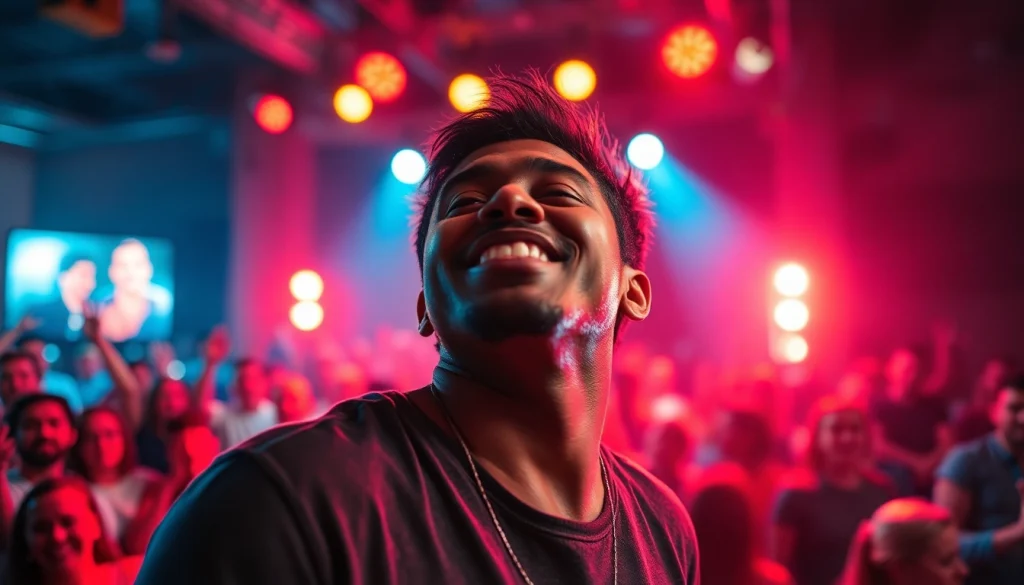 Independent artist captivating the audience with a live performance on stage.