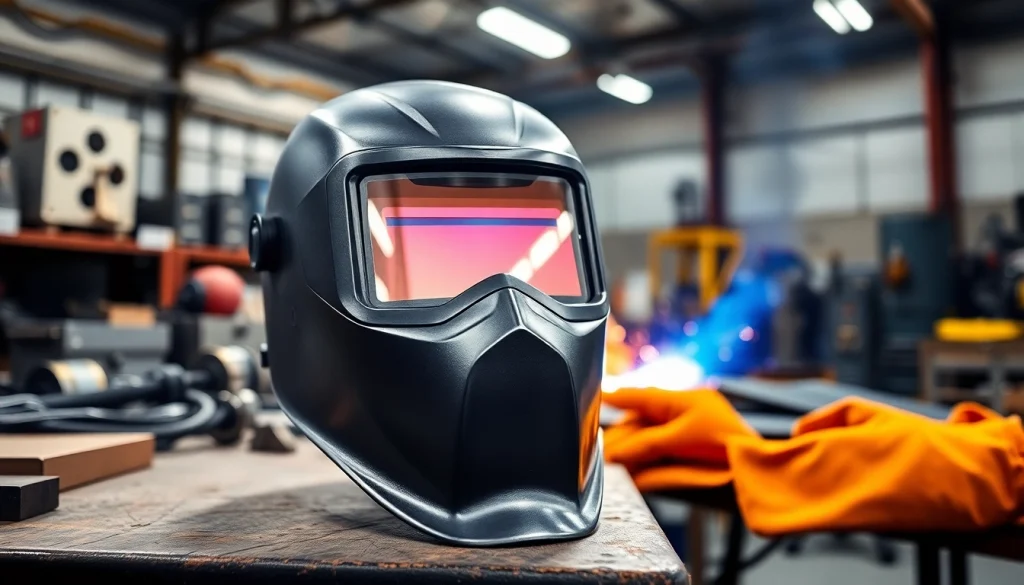 Examine a high-quality welding mask showcasing its features for professional welders.