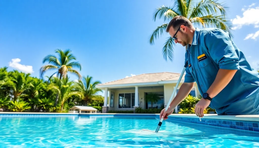 Enhancing swimming pool service Pinellas County with professional cleaning and maintenance in a vibrant backyard.