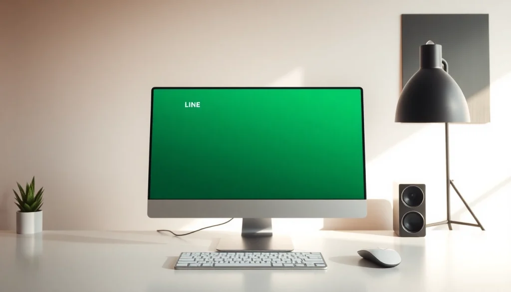 Download the LINE電腦版下載 on a sleek, modern computer setup for a seamless chat experience.