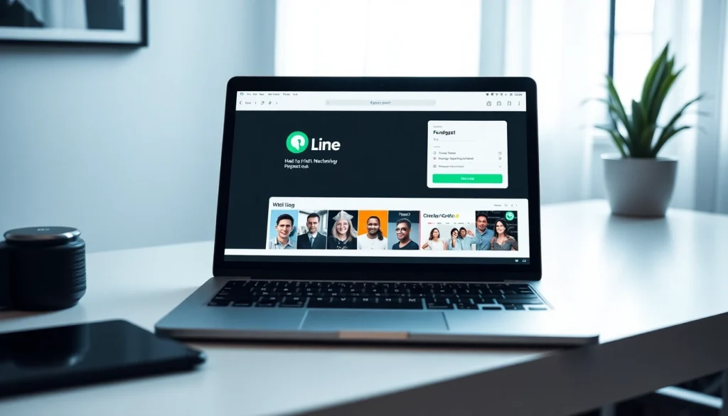 Download the line電腦版下載 app interface displayed on a sleek laptop.