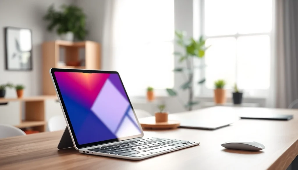 Buy iPad Pro with sleek design on a modern workspace, showcasing its vibrant display.