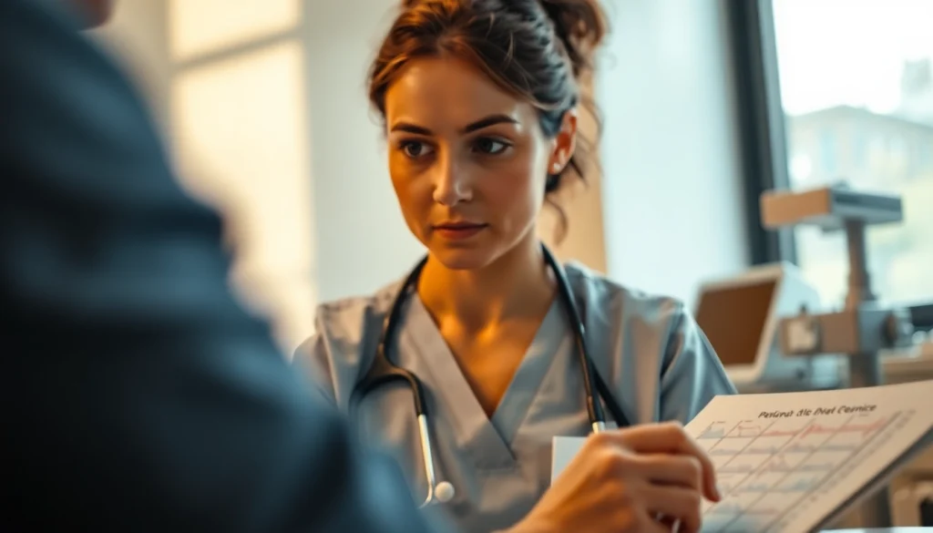 Engaged nurse performing an examination related to Alabama Board of Nursing practices.