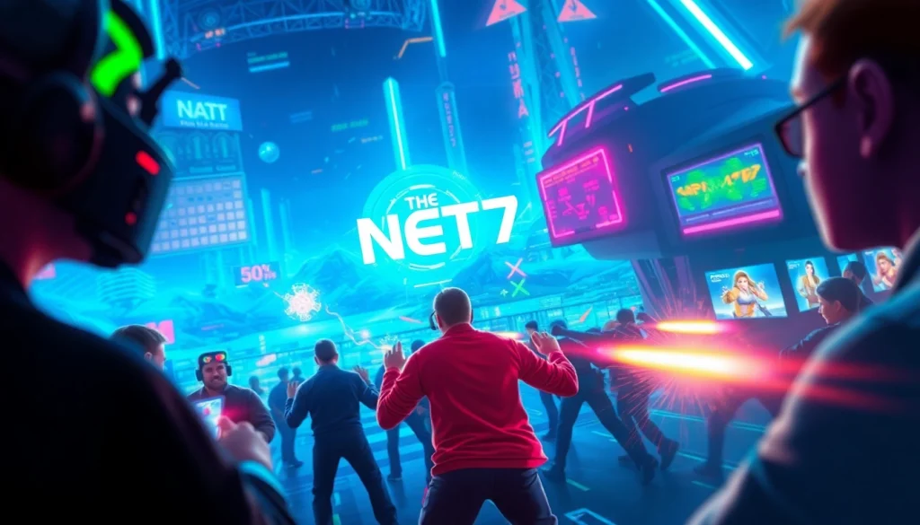Menampilkan gameplay net77 game dengan karakter yang dinamis dalam suasana futuristik.