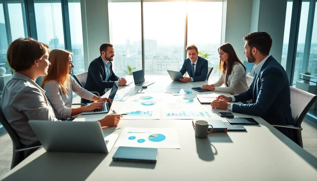 Quickplus Business Consultants collaborating professionally in a modern office environment.