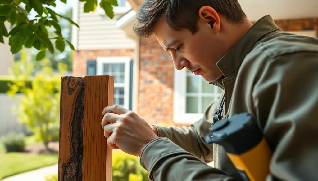 Inspecting termite treatments in a suburban home environment, showcasing expertise and care.