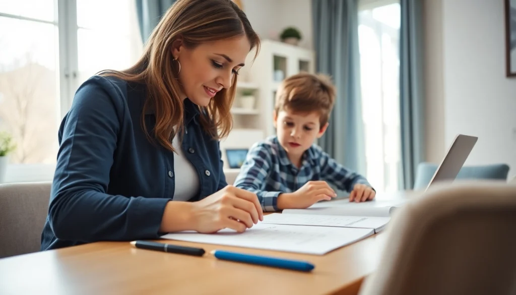 Engaging private tuition session with a tutor helping a student in a well-lit home environment.