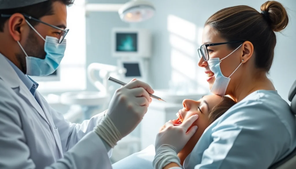 Performing fillings and restorative work in a modern dental setting with a professional dentist.