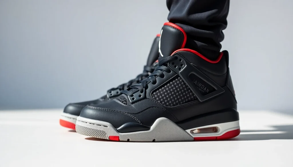 Showcasing an Air Jordan 4 replica highlighting its details and craftsmanship.