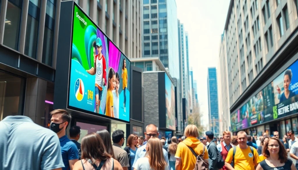 Engage with innovative Digital signage showcasing dynamic content in an urban setting.