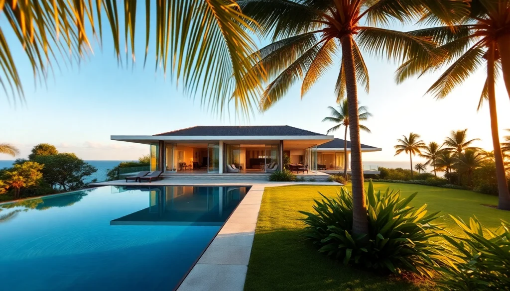 Showcase luxurious villa sales with stunning pool and tropical setting.