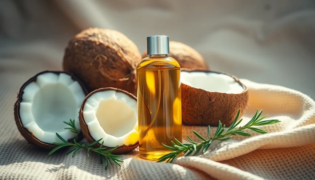 Enhance your curls with nourishing curly hair oil in a luxurious natural setting.