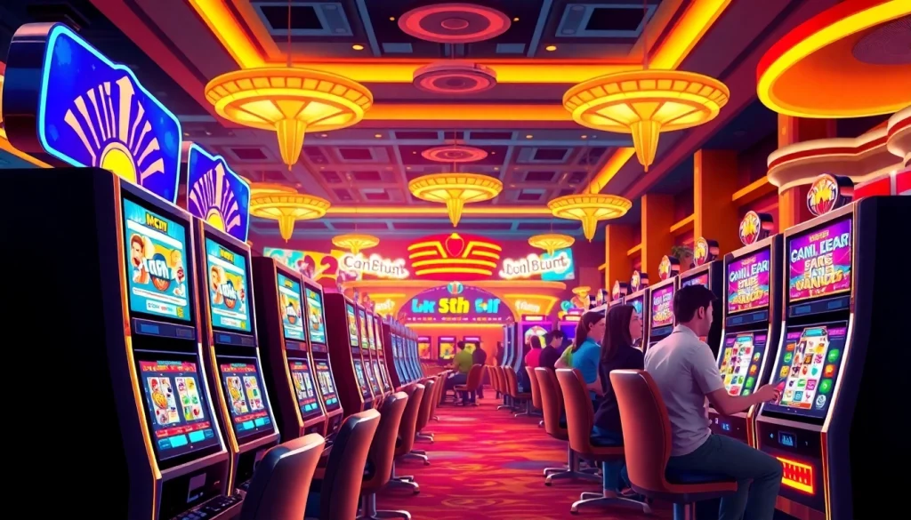 Experience thrilling gameplay at slotbuff3.com with engaging slot machines in a vibrant casino setting.