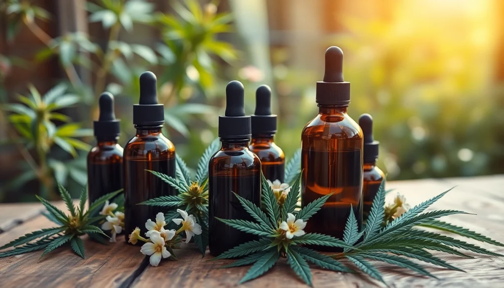 CBD organics products displayed elegantly with vibrant natural elements.