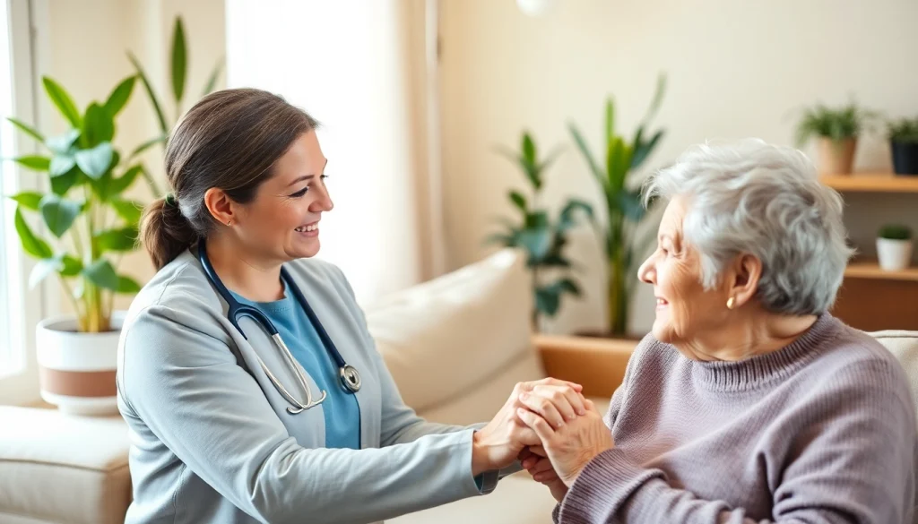 Caregiver provides in home care austin tx to an elderly client, fostering a warm and supportive environment.