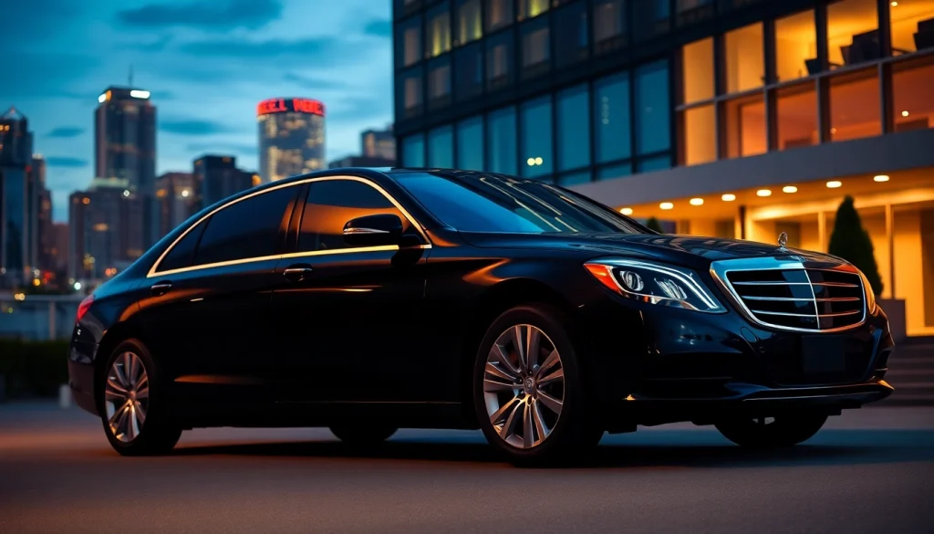 Experience luxury car service Vancouver with an elegant sedan in a sophisticated city setting.