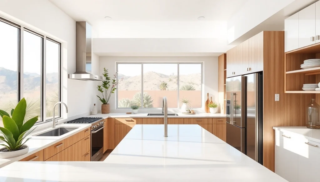 Elevate your space with kitchen remodeling Palm Springs, showcasing modern design and natural light.