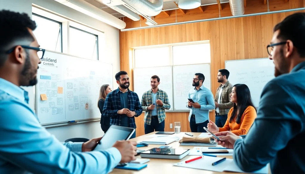 Explore innovative Branded Content strategies through collaborative team brainstorming in a modern studio.