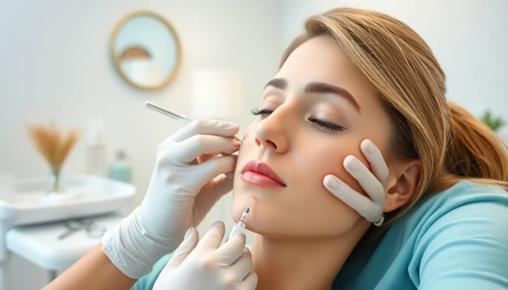 Botox MS treatment being administered skillfully in a serene clinic setting.