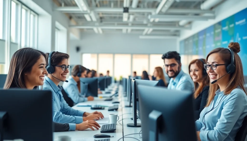 Callzent agents delivering exceptional customer service in a modern office environment.