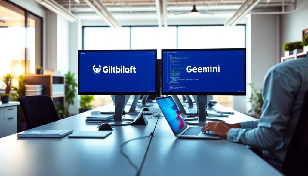 Compare GitHub Copilot vs Gemini with coding assistants in a collaborative office environment.