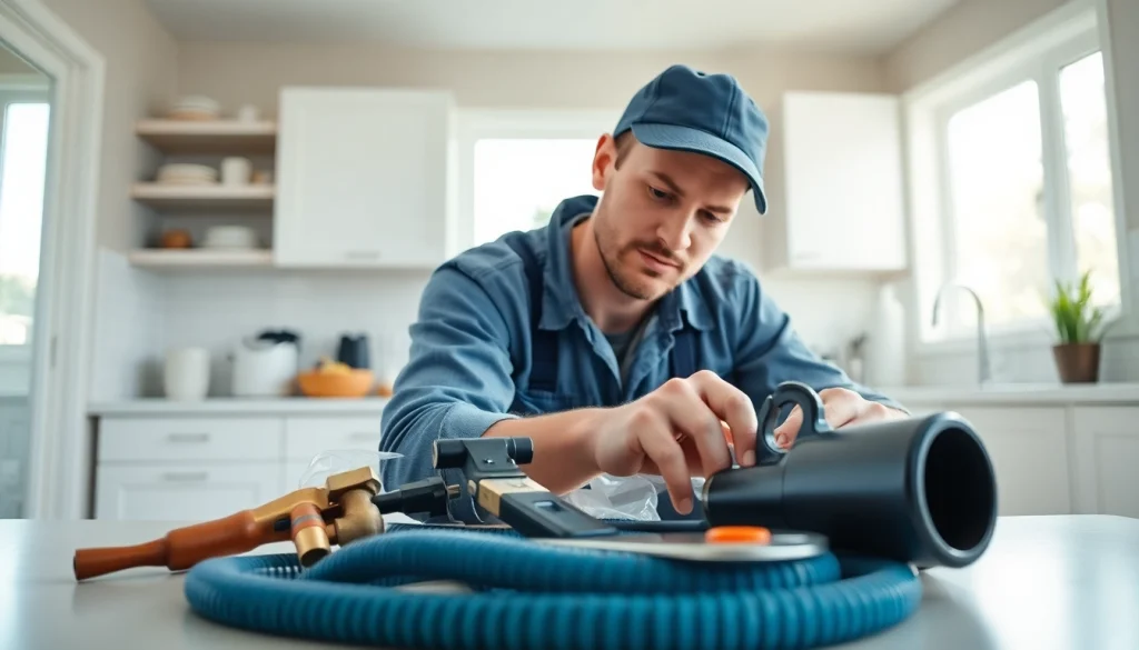 Plumber Sans Souci fixing pipes in a bright kitchen, showcasing professional skills.