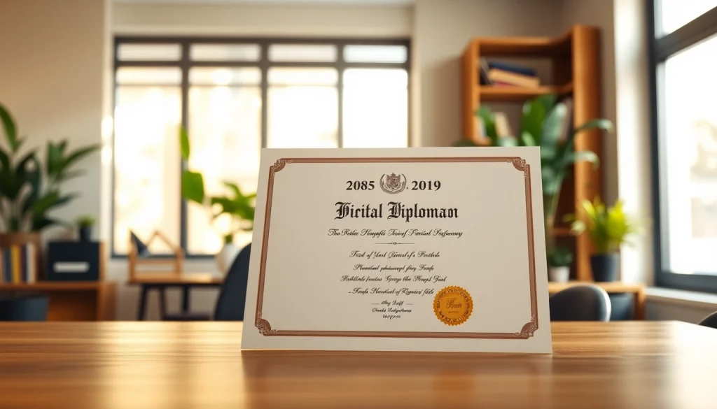 Buy diploma replica showcasing its intricate design in a professional setting.