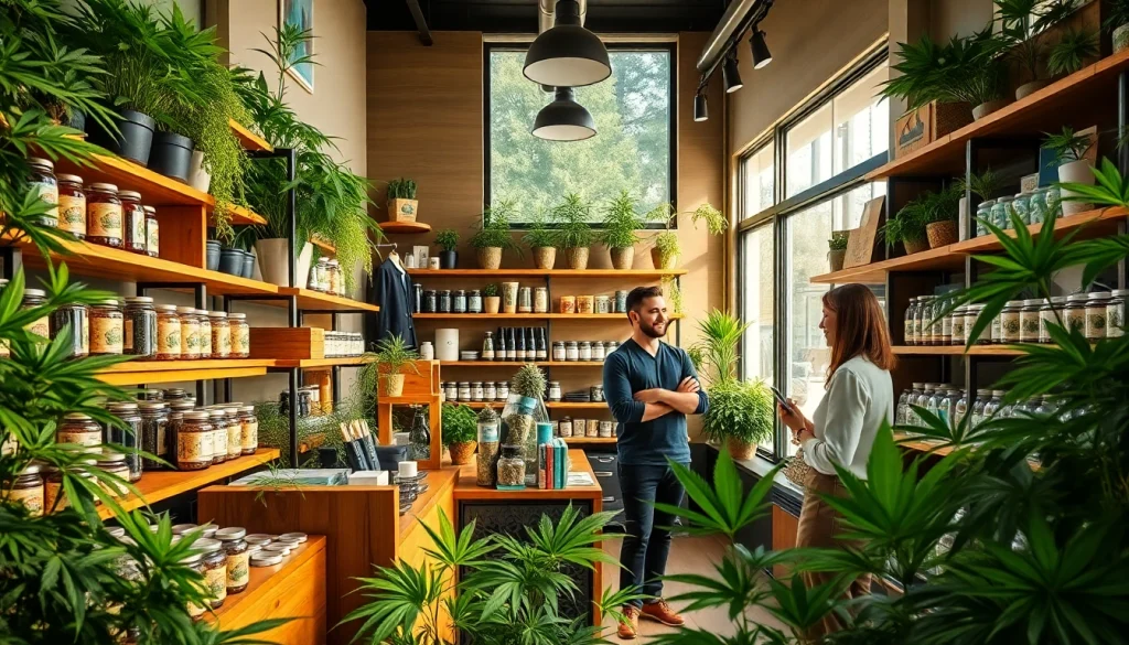 Shop for premium cannabis products at a contemporary weed shop with friendly service.