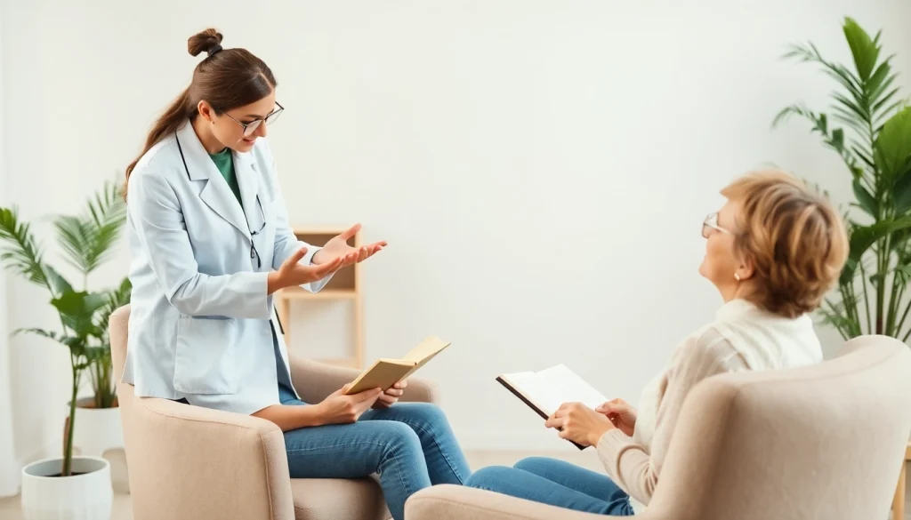 Illustration of techniques for dealing with anxiety in a calming therapy room environment.