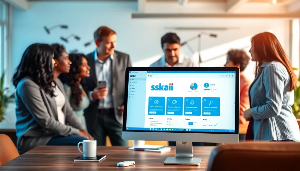 Gebruiksklaar Skai marketingplatform in een moderne kantooromgeving.