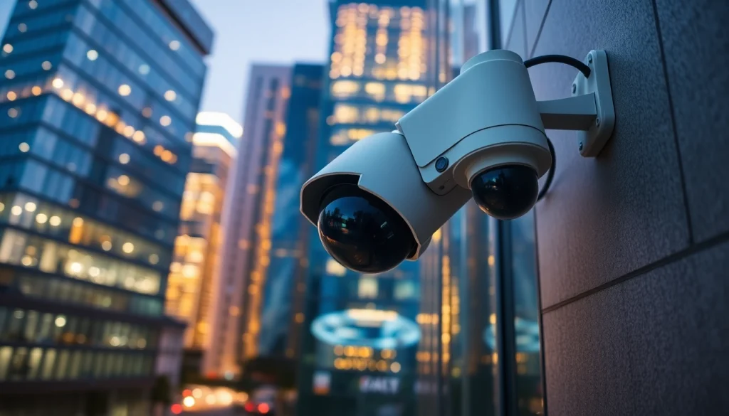 CCTV & Remote Monitoring Birmingham technician adjusting camera settings in an urban environment.
