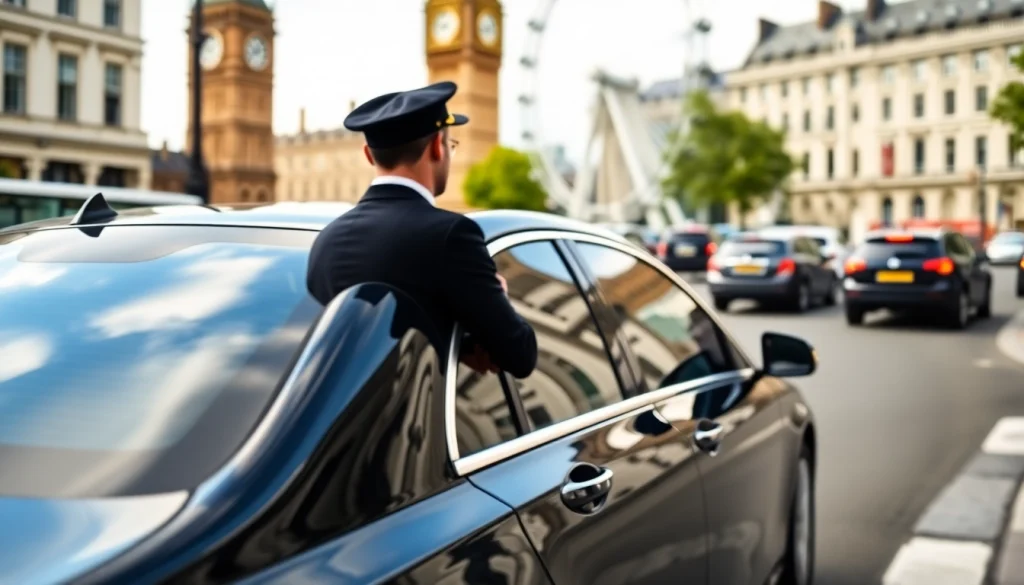 Experience luxury with a chauffeur service london amidst iconic landmarks in a vibrant setting.