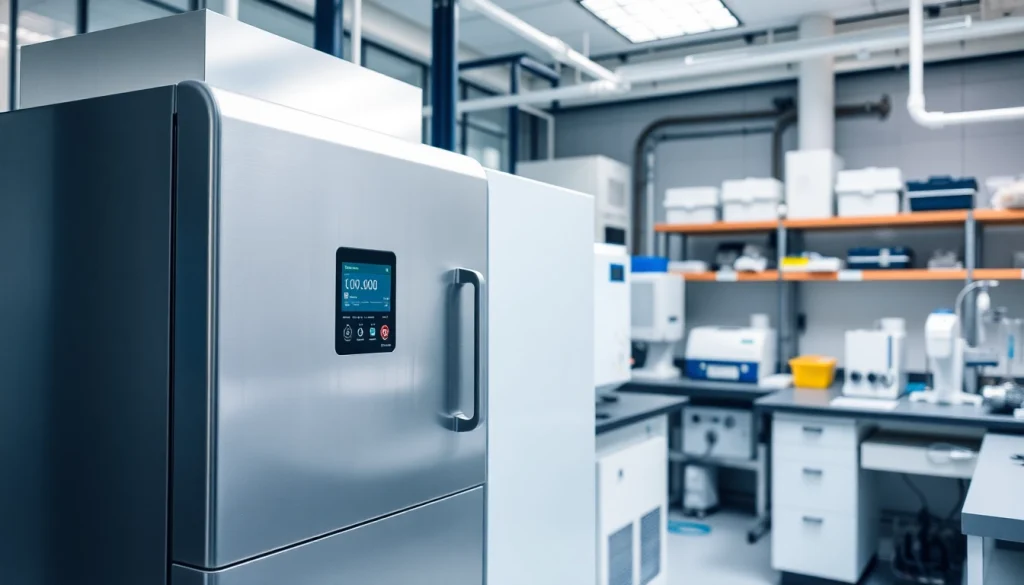 Operating industrial freeze dryer showcasing advanced features in a laboratory