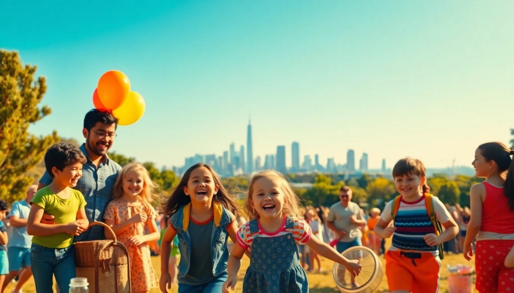 Families enjoying a lively wildfire event perth, engaged in fun outdoor activities amid a vibrant environment.