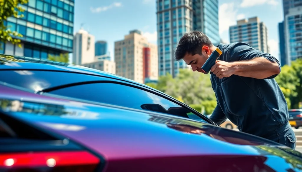 Applying car wrap & tint film industry insights with precision and expertise in an urban environment.