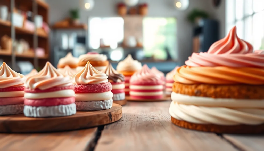 Mousseline desserts beautifully arranged on a rustic table, showcasing their creamy texture.