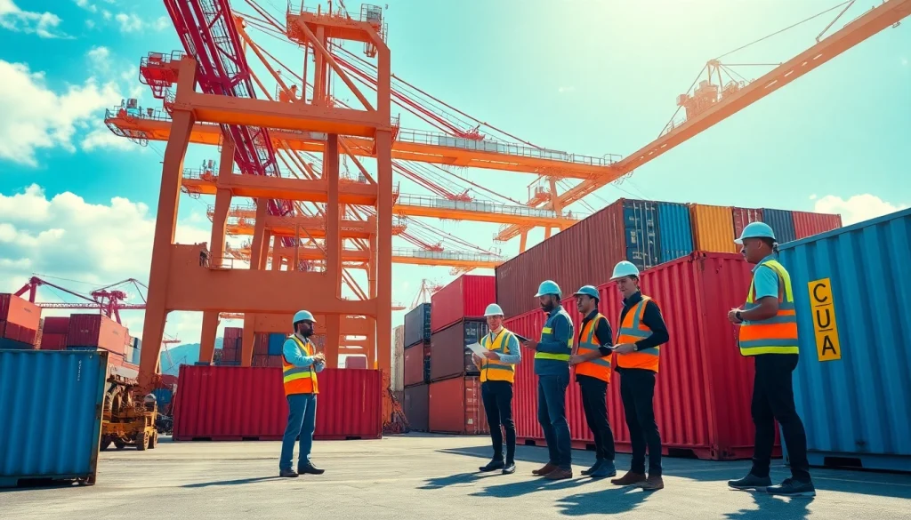Showcasing Honolulu Liner Logistics in action, this vibrant scene illustrates freight operations at a busy harbor.