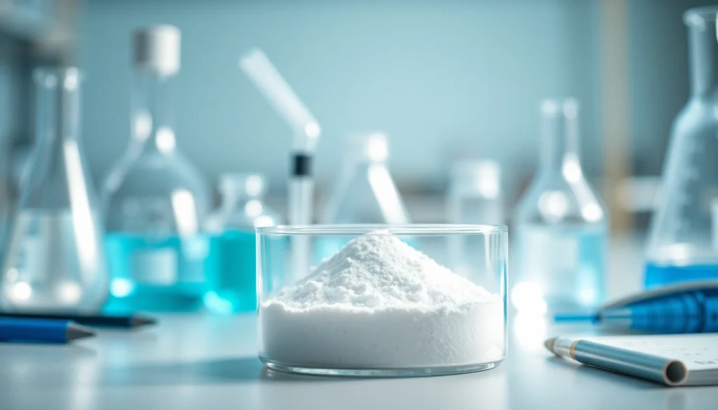 Hydroxyethyl Cellulose displayed in a laboratory setting with scientific instruments.