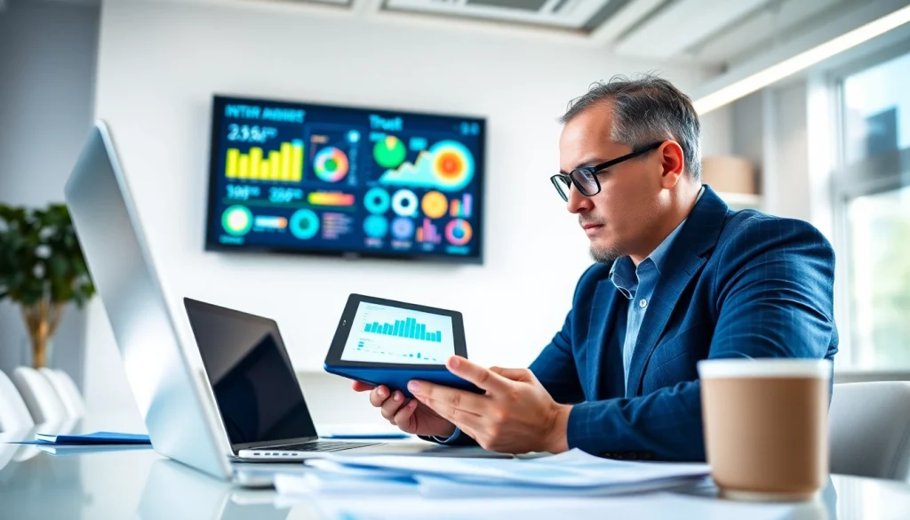 Find competitor customer list analysis with a business analyst reviewing data in a bright office.