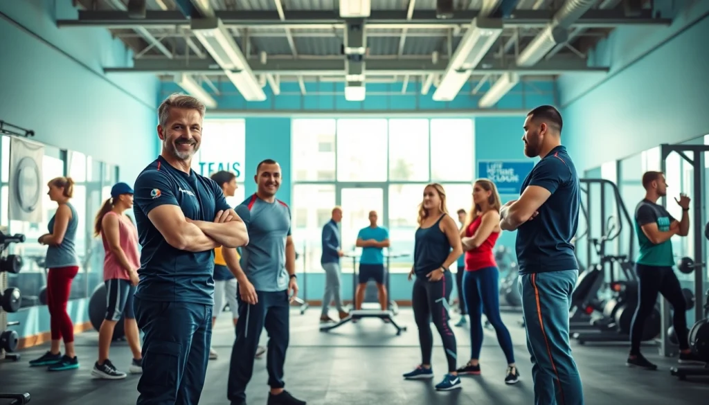 Personal Trainers in Tonbridge guiding clients during an energetic workout session in a modern gym.
