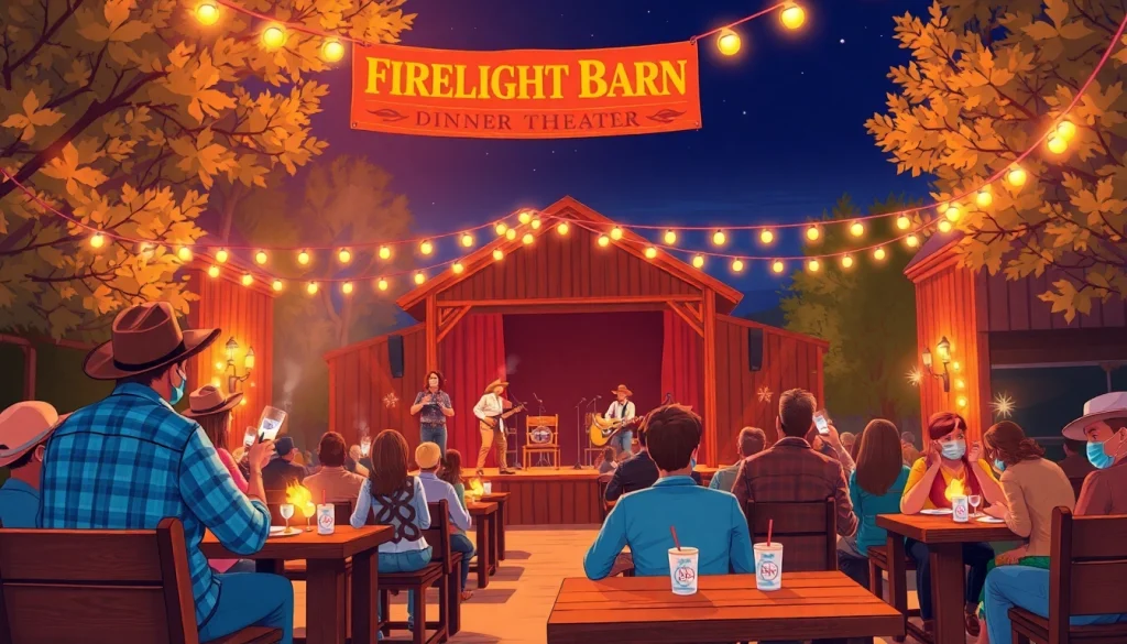 Experience vibrant entertainment at firelight barn featuring a Western show and delightful BBQ.